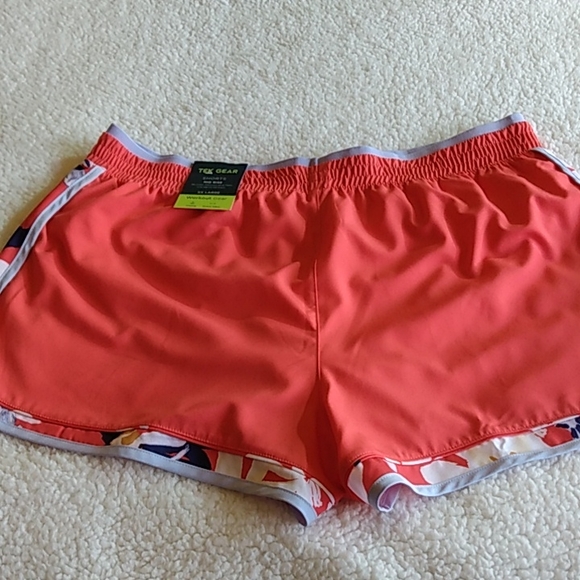 Tek Gear Workout Shorts – Orange – Floral Trim – XXL - Picture 8 of 11